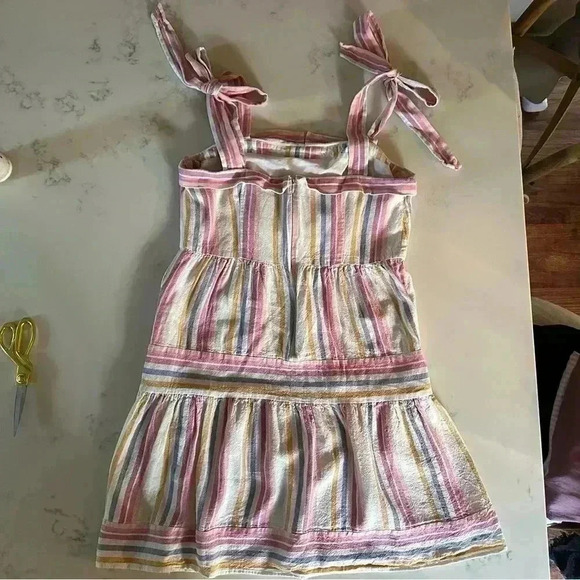 Gal Meets Glam Kim Bow Linen Striped Dress Size 10- A35 - Picture 9 of 11